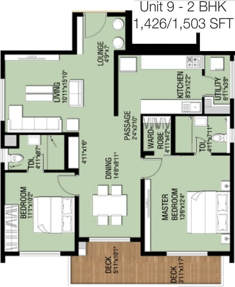 2 BHK - 1426 - Incor One City