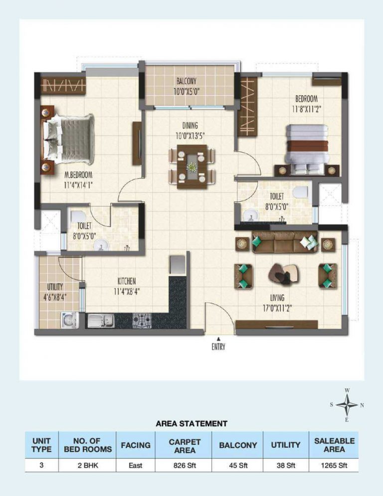 2-BHK-East-1265 - Ramky One Galaxia Phase 2