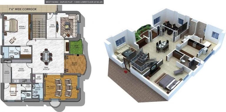 5 BHK Lower Floor - 4146 - NCC Urban Gardenia