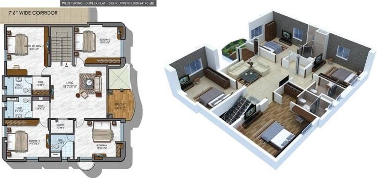 5 BHK Upper Floor - 4146 - NCC Urban Gardenia