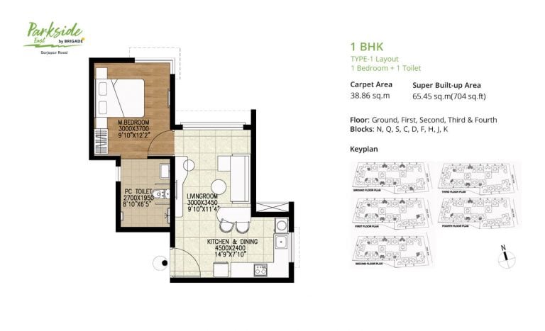 Brigade Parkside East Floor Plan 1 BHK
