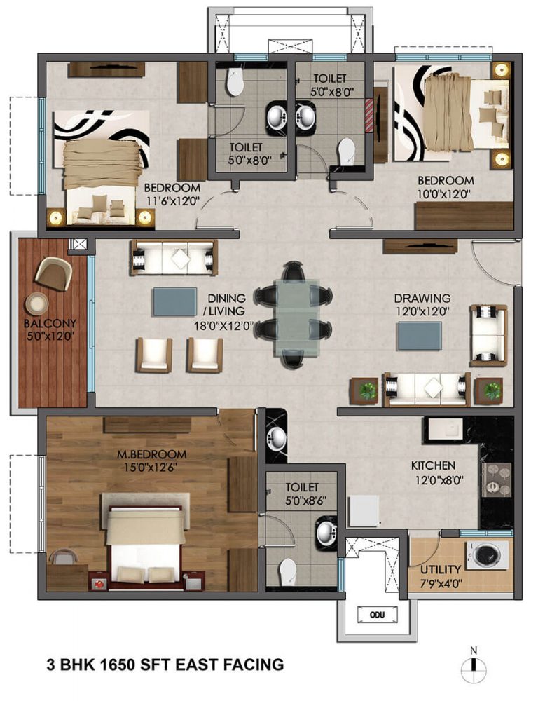 Cybercity Marina Skies 3-bhk-1650-sft