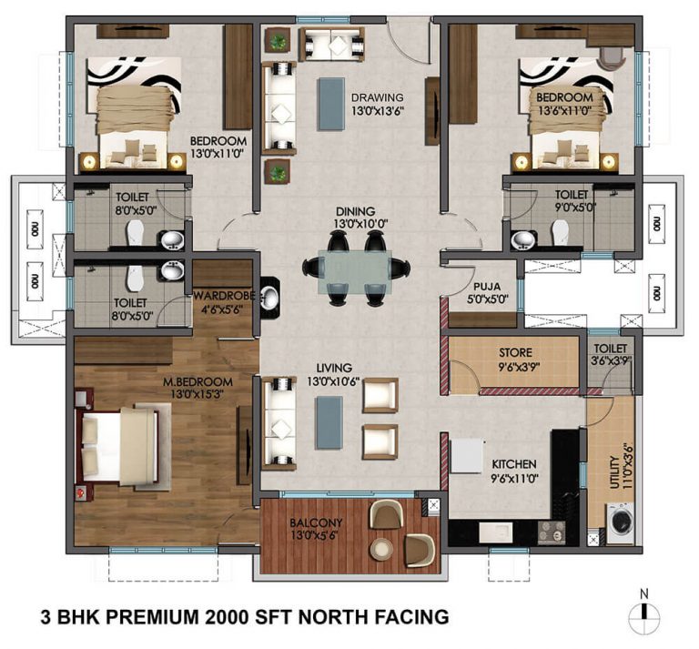 Cybercity Marina Skies 3-bhk-premium-2000-sft