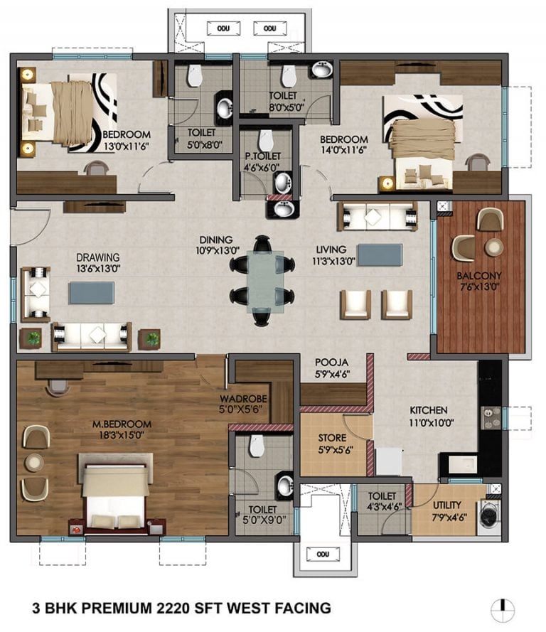 Cybercity Marina Skies 3-bhk-premium-2220-sft