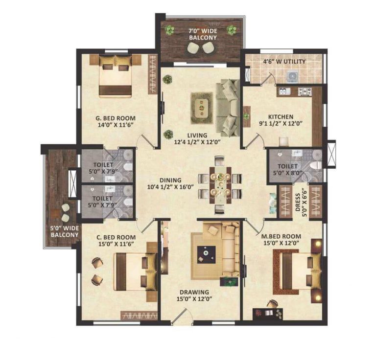 West-3BHK-BIG - GreenMark Mayfair Apartments