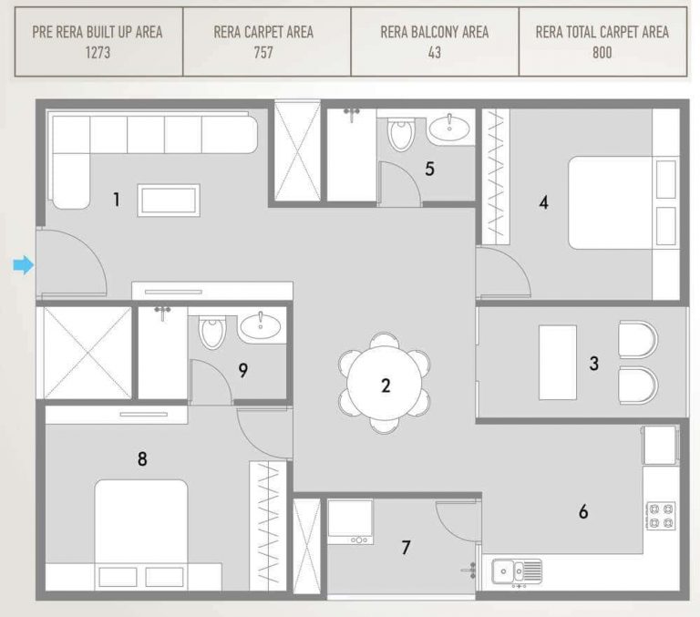 2 BHK - 1273 - Pacifica HillCrest