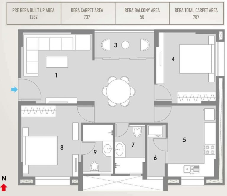2 BHK - 1282 - Pacifica HillCrest