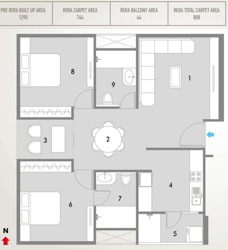 2 BHK - 1290 - Pacifica HillCrest