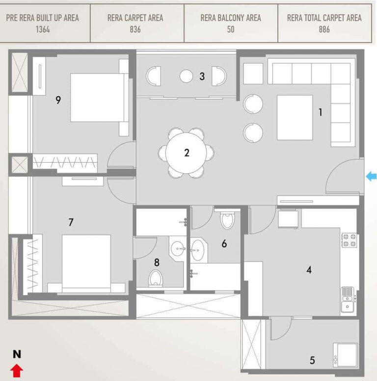 2 BHK - 1364 - Pacifica HillCrest