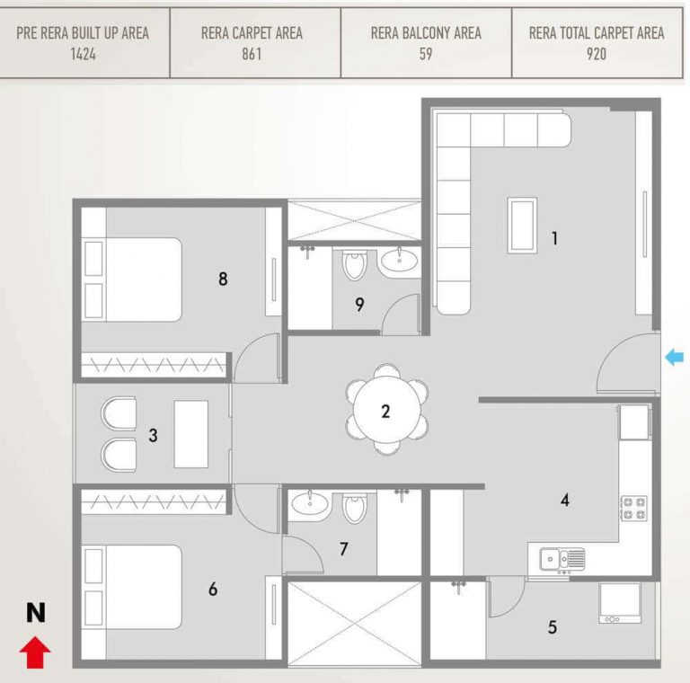 2 BHK - 1424 - Pacifica HillCrest