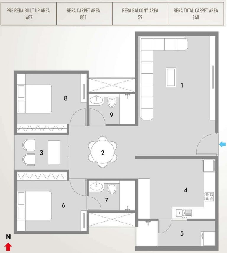 2 BHK - 1487 - Pacifica HillCrest