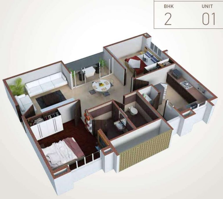 2 BHK 3D - 1282 - Pacifica HillCrest