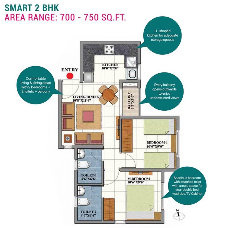 2 BHK - 700 To 750 - Shriram Codename Dil Chahta Hai Dobara