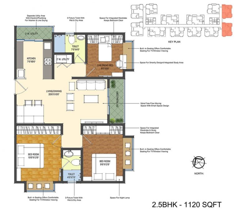 2.5 BHK A - 1120-Patel-Smondo