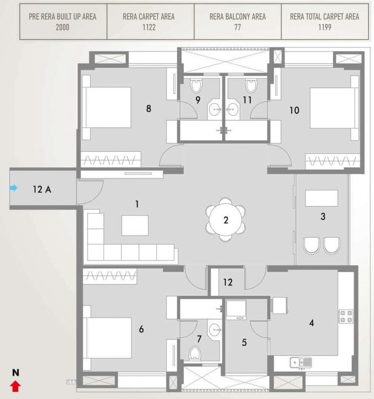 3 BHK - 2000 - Pacifica HillCrest