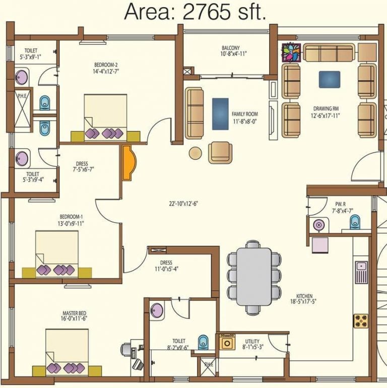 3 BHK - 2765 (16LH) - Lanco Hills Apartments