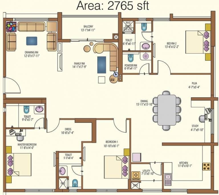 3 BHK - 2765 B (16LH) - Lanco Hills Apartments
