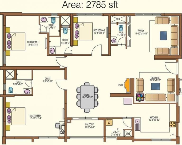 3 BHK - 2785 (16LH) - Lanco Hills Apartments