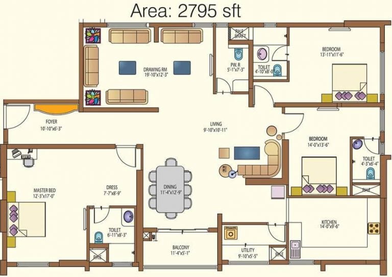 3 BHK - 2795 (16LH) - Lanco Hills Apartments