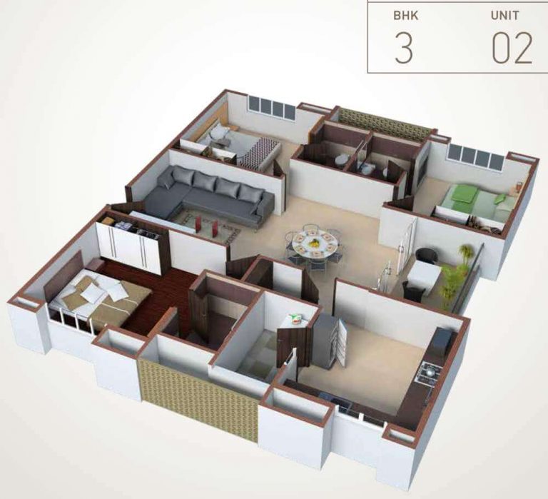 3 BHK 3D - 1886 - Pacifica HillCrest