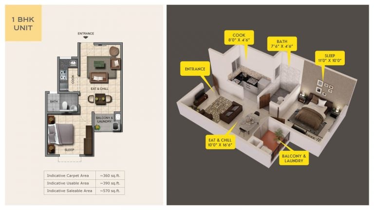 Provident Capella Floor Plan 1 BHK