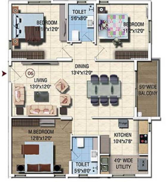 2.5 BHK - 1495 - Salarpuria Sattva Magnus