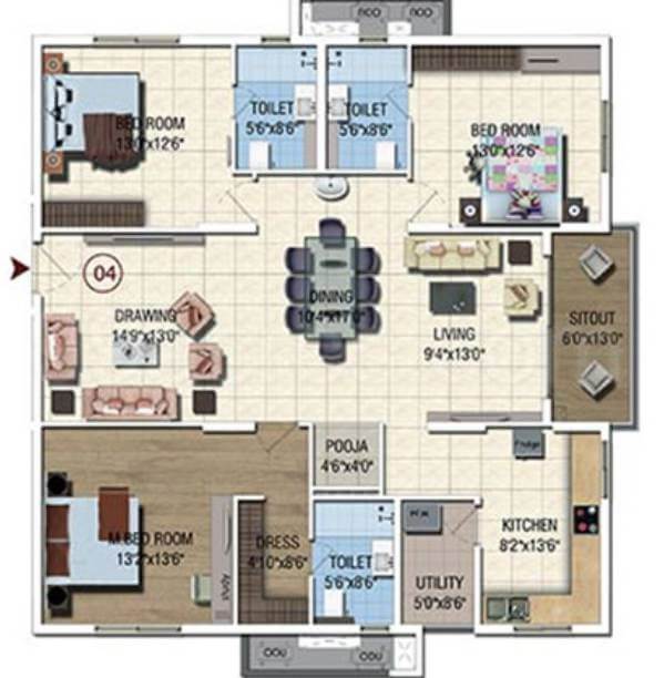 3 BHK - 2070 - Salarpuria Sattva Magnus