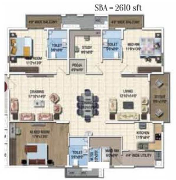 3.5 BHK - 2610 - Salarpuria Sattva Magnus