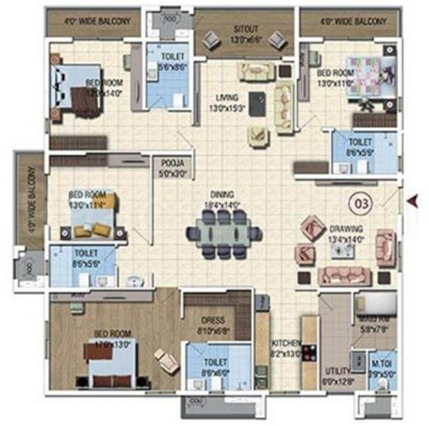 4 BHK - 2965 - Salarpuria Sattva Magnus