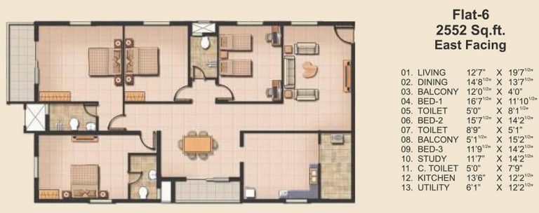 3.5 BHK - 2552 - JAINS Carlton Creek Khajaguda