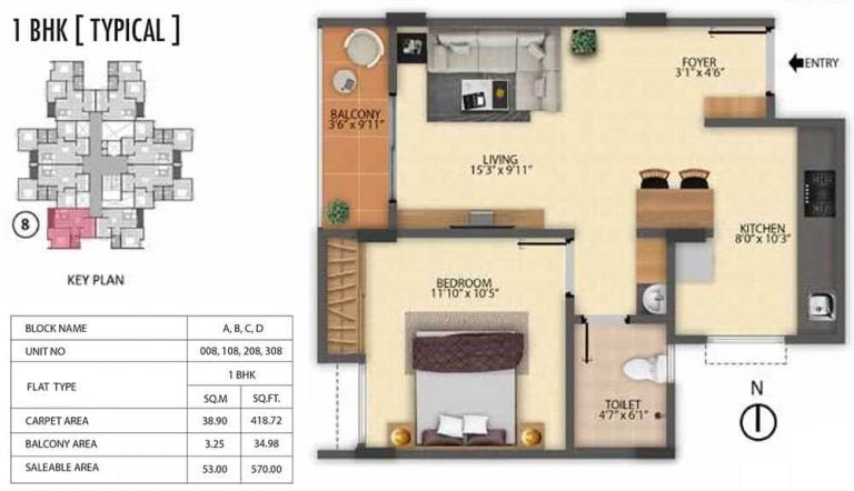 1 BHK - 570 - Pride Sunrise Jigani