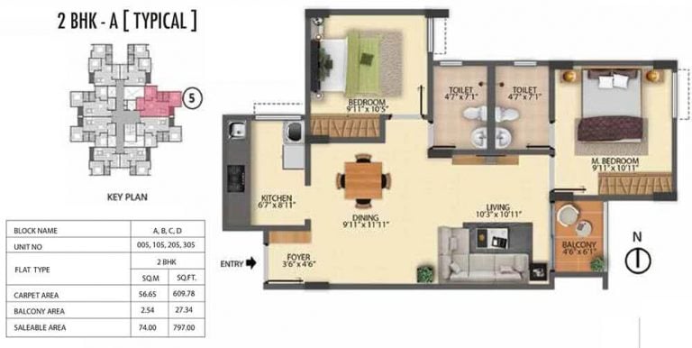 2 BHK A - 797 - Pride Sunrise Jigani