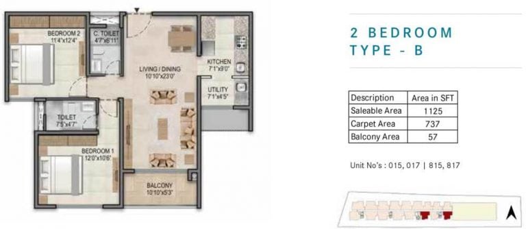 2 BHK B - 1125 - Century Horizon Jakkur