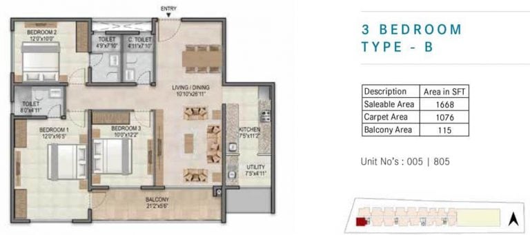 3 BHK B - 1668 - Century Horizon Jakkur