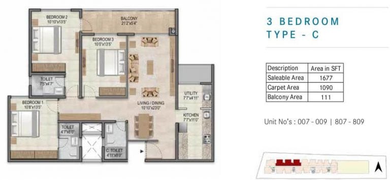 3 BHK C - 1677 - Century Horizon Jakkur
