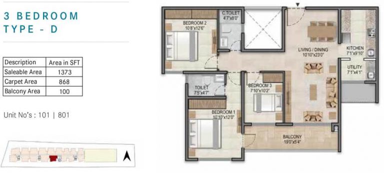 3 BHK D - 1373 - Century Horizon Jakkur