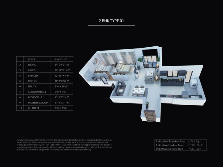 Purva Atmosphere Floor Plan 2 Bhk