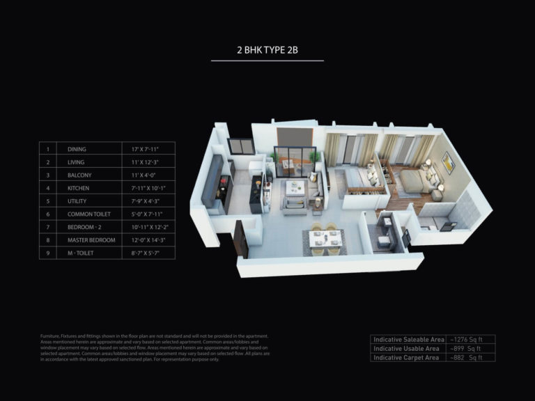 Purva Atmosphere Floor Plan 2 Bhk Type 2