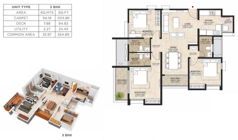 3 BHK - 1013 - Mahindra LakeWoods World City Chennai