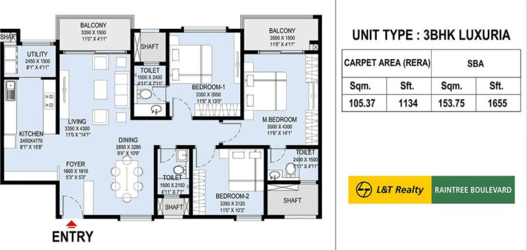 3 BHK Luxuria - 1655 L And T Raintree Boulevard Phase 2