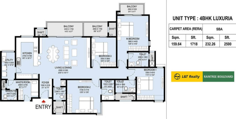 4 BHK Luxuria - 2500 L And T Raintree Boulevard Phase 2
