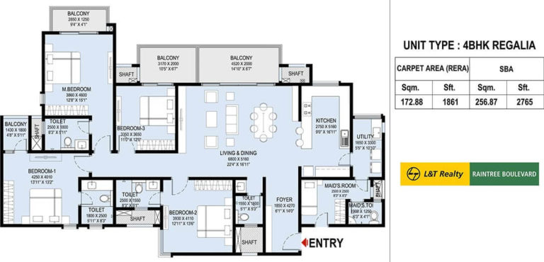 4 BHK Regalia - 2765 L And T Raintree Boulevard Phase 2