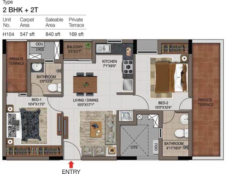 2 BHK 2T - 1009 - CasaGrand Zenith Medavakkam