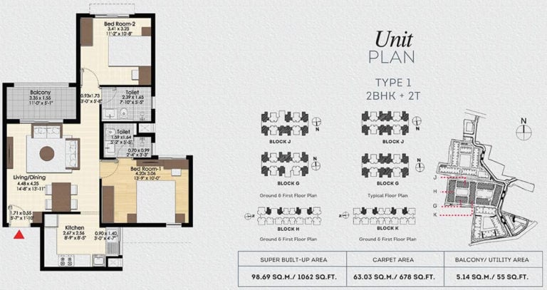 2 BHK 2T - 1062 - Bonito At Brigade Xanadu Mogappair