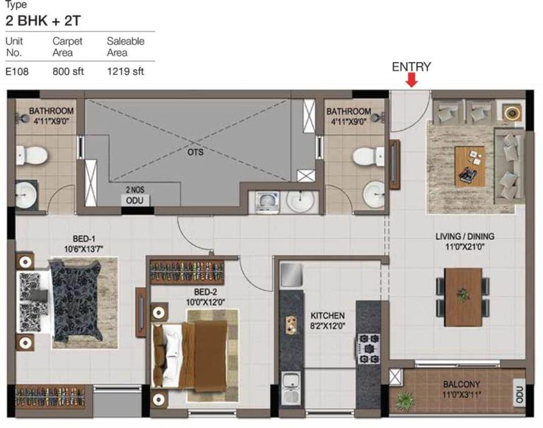 2 BHK 2T - 1219 - CasaGrand Zenith Medavakkam
