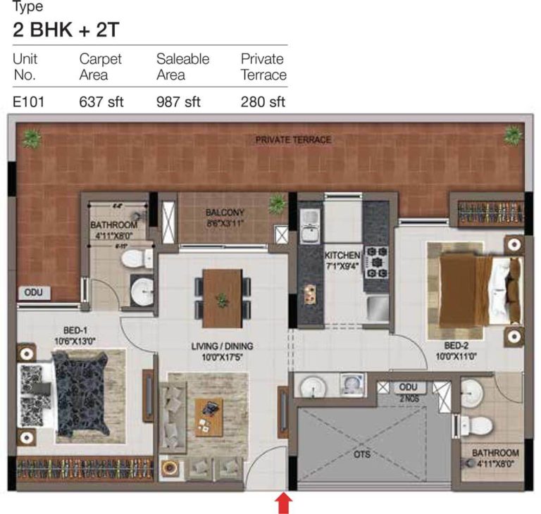 2 BHK 2T - 987 Terrace - CasaGrand Zenith Medavakkam