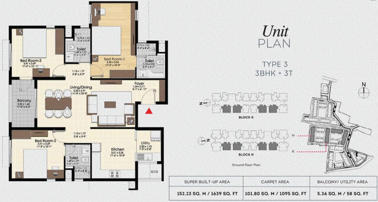 3 BHK 3T - 1639 - Bonito At Brigade Xanadu Mogappair