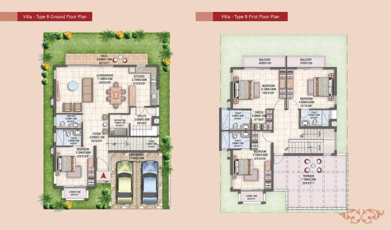 4 BHK Villa B - 4144 Ground, First - Prestige Silver Oak Whitefield Villa