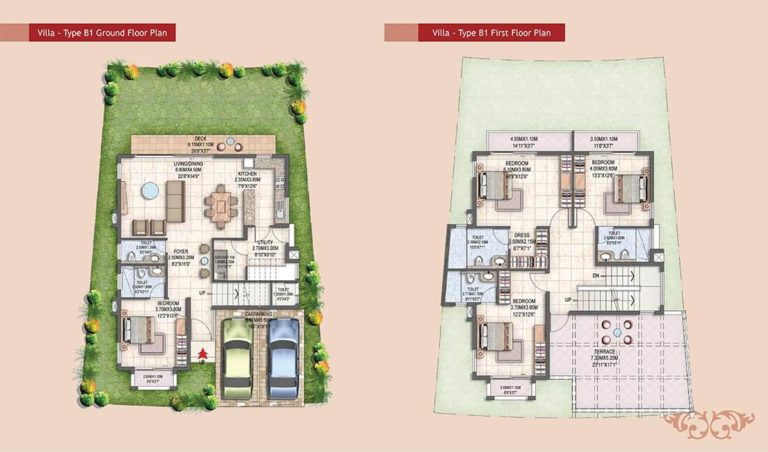 4 BHK Villa B1 - 4176 Ground, First - Prestige Silver Oak Whitefield Villa