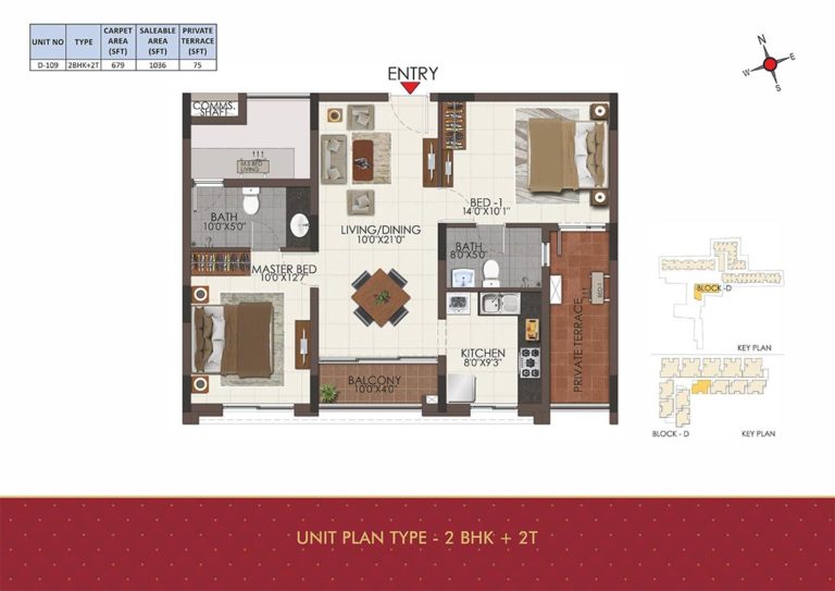 2 BHK 2T - 1036 - CasaGrand Royale Chennai